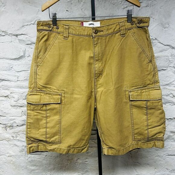 VTG Levi's Mens Sz 36 Workwear Brown Cargo Pants Khaki Shorts Baggy Y2K Skater - Picture 1 of 7